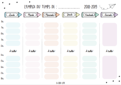 Emploi du temps à imprimer pour une bonne rentrée