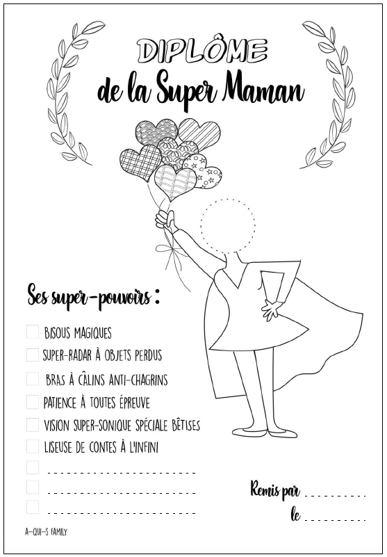 diplôme de super maman